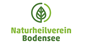 Grünes Logo mit stilisiertem Blatt in einem Kreis über dem Schriftzug "Naturheilverein Bodensee".